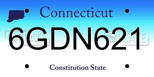 6GDN621 Connecticut License Plate