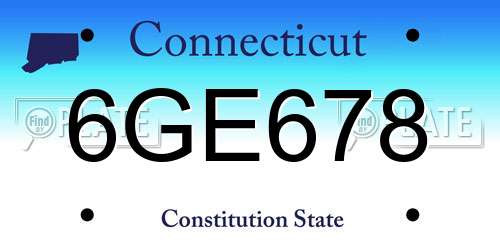 6GE678 Connecticut License Plate