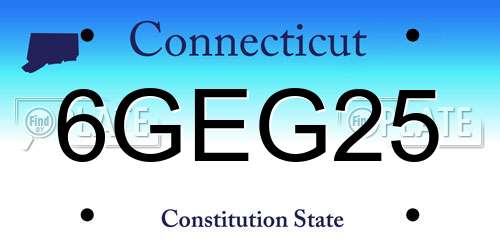 6GEG25 Connecticut License Plate