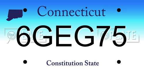 6GEG75 Connecticut License Plate