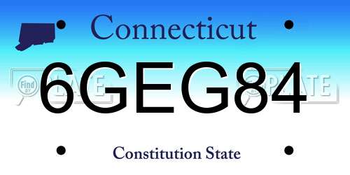 6GEG84 Connecticut License Plate