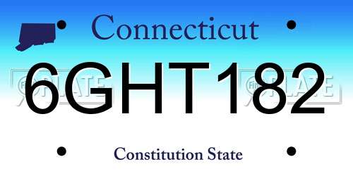 6GHT182 Connecticut License Plate