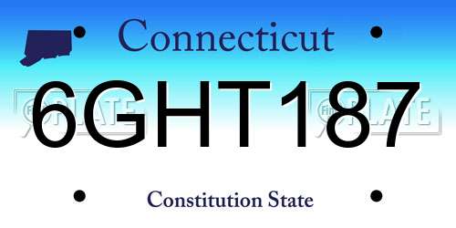 6GHT187 Connecticut License Plate
