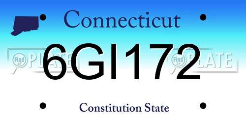6GI172 Connecticut License Plate