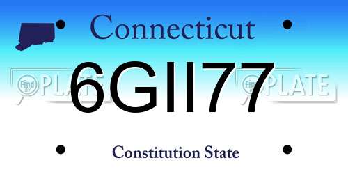 6GII77 Connecticut License Plate