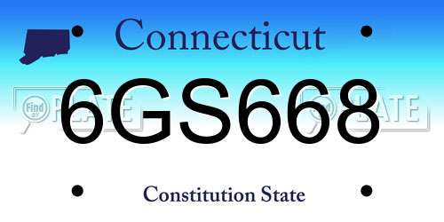 6GS668 Connecticut License Plate