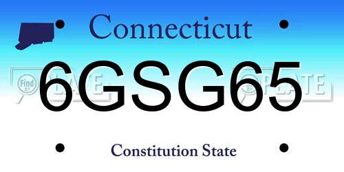 6GSG65 Connecticut License Plate