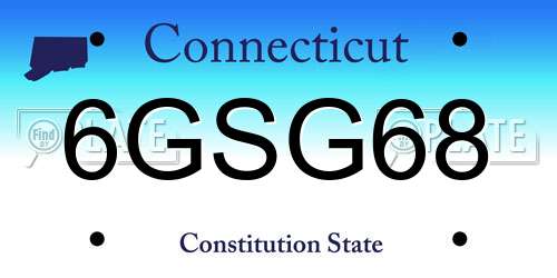 6GSG68 Connecticut License Plate