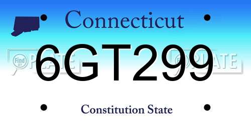 6GT299 Connecticut License Plate
