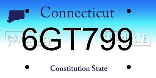 6GT799 Connecticut License Plate