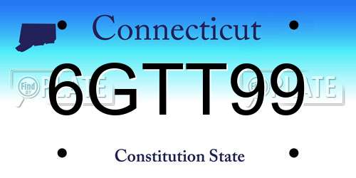 6GTT99 Connecticut License Plate