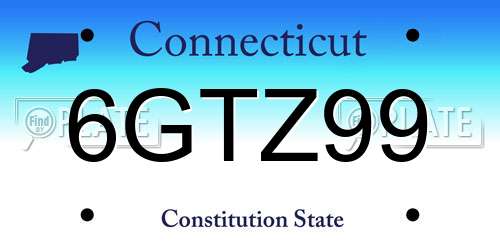 6GTZ99 Connecticut License Plate