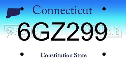 6GZ299 Connecticut License Plate