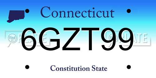 6GZT99 Connecticut License Plate