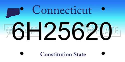 6H25620 Connecticut License Plate