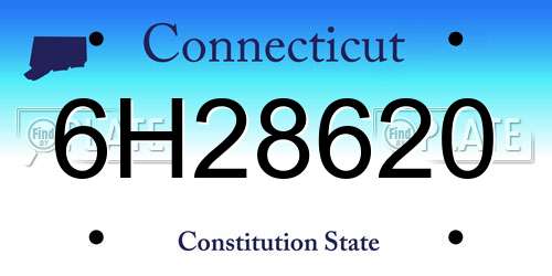 6H28620 Connecticut License Plate