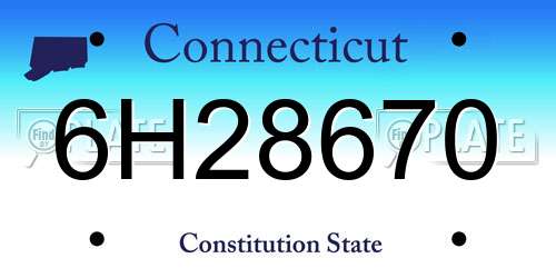 6H28670 Connecticut License Plate