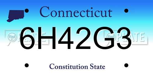 6H42G3 Connecticut License Plate