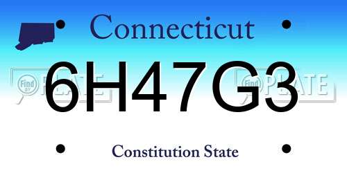 6H47G3 Connecticut License Plate