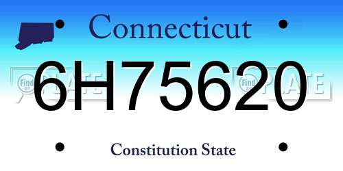6H75620 Connecticut License Plate