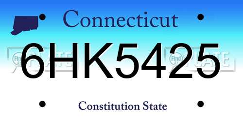 6HK5425 Connecticut License Plate