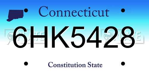 6HK5428 Connecticut License Plate