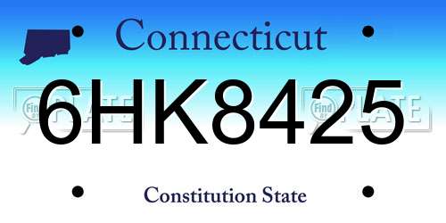 6HK8425 Connecticut License Plate