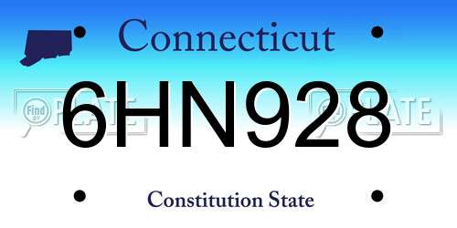 6HN928 Connecticut License Plate