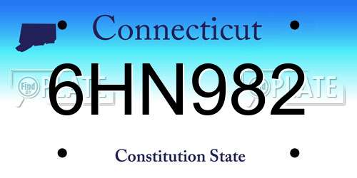6HN982 Connecticut License Plate