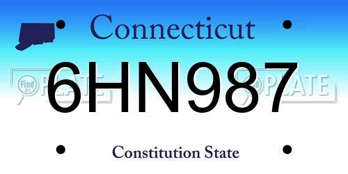 6HN987 Connecticut License Plate