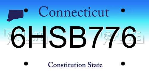 6HSB776 Connecticut License Plate