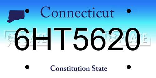 6HT5620 Connecticut License Plate