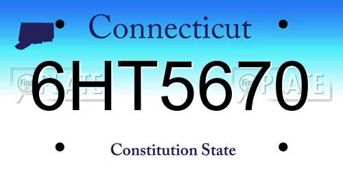 6HT5670 Connecticut License Plate