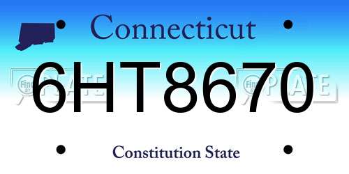 6HT8670 Connecticut License Plate