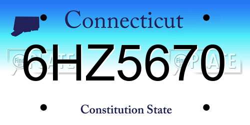 6HZ5670 Connecticut License Plate