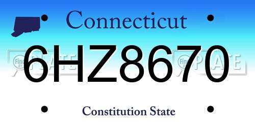 6HZ8670 Connecticut License Plate