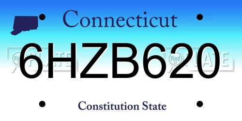 6HZB620 Connecticut License Plate