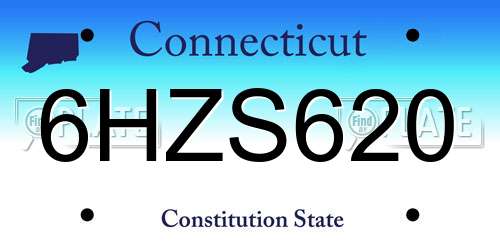 6HZS620 Connecticut License Plate