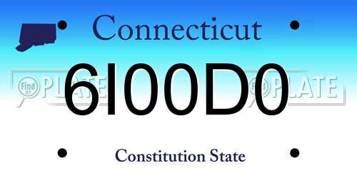 6I00D0 Connecticut License Plate
