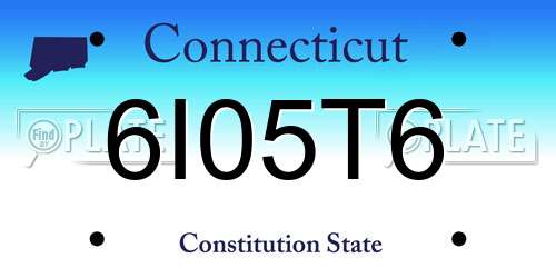 6I05T6 Connecticut License Plate