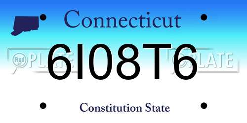 6I08T6 Connecticut License Plate