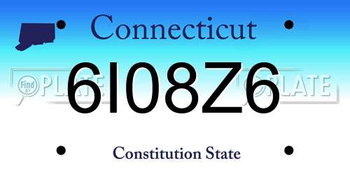 6I08Z6 Connecticut License Plate