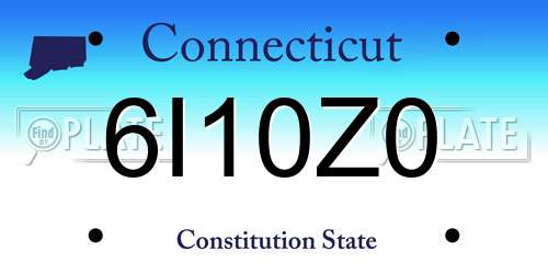 6I10Z0 Connecticut License Plate
