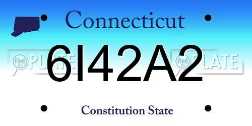 6I42A2 Connecticut License Plate