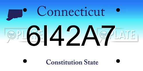 6I42A7 Connecticut License Plate