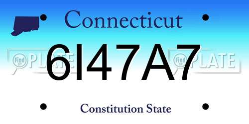 6I47A7 Connecticut License Plate