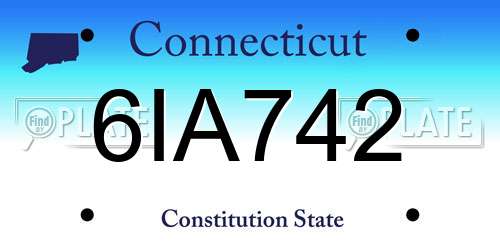 6IA742 Connecticut License Plate