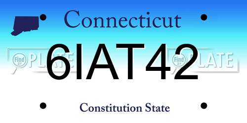 6IAT42 Connecticut License Plate