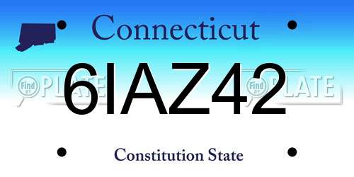 6IAZ42 Connecticut License Plate