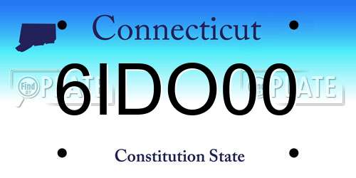 6IDO00 Connecticut License Plate